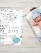 INSPIO Ajándékok - Mackós tábla születési adatokkal - 24 órán belül elküldjük