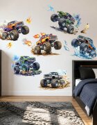 INSPIO Fali matricák fiúknak – Monster Truck versenyautók