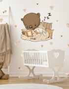 INSPIO Falmatrica - Boho stílusú maci alvó nyuszival és szívecskékkel