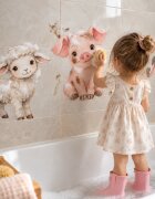 INSPIO Fürdőszobai matricák gyerekeknek – Állatok mosakodása