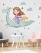 INSPIO Gyerek falmatrica – Lány sárkányon