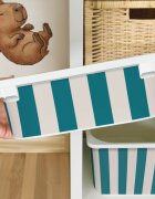 INSPIO Matrica IKEA TROFAST dobozhoz - Türkiz csíkok (bézs színűre)