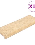 vidaXL 10 db krémszínű lépcsőszőnyeg téglalap alakú széllel 65 x 21 x 4 cm