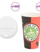 vidaXL 1000 db papír kávéscsészék fedővel 16oz 400ml