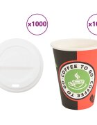 vidaXL 1000 db papír kávéscsészék fedővel 4oz 100ml