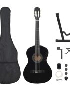 vidaXL 12 darabos fekete klasszikus gitár kezdőkészlet 4/4 39