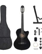 vidaXL 12 db-os fekete 6 húros western gitárszett hangszínszabályzóval