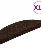 vidaXL 15 db öntapadós lépcsőszőnyeg 56 x 17 x 3 cm barna félkör alakú