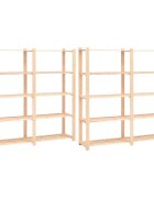 vidaXL 2 db 5-szintes tömör fenyő tárolópolc 500 kg 170 x 38 x 170 cm