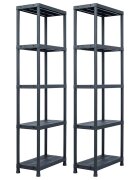 vidaXL 2 db fekete műanyag tároló polc 125 kg 60 x 30 x 180 cm