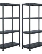 vidaXL 2 db fekete műanyag tároló polc állvány 60 x 30 x 138 cm