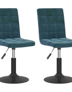 vidaXL 2 db kék bársony forgó étkezőszék