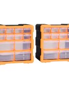 vidaXL 2 db többfiókos szervező 12 fiókkal 265 x 16 x 26 cm