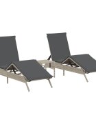 vidaXL 2 db világosszürke polyrattan napozóágy asztallal