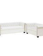 vidaXL 2 személyes és 3 személyes fehér műbőr Chesterfield kanapé