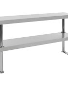 vidaXL 2-szintes rozsdamentes acél munkapult feletti polc 120x30x65 cm