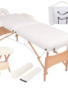 vidaXL 2 zónás fehér összecsukható 10 cm-es masszázsasztal és zsámoly