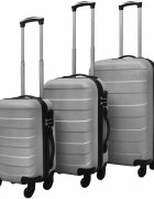 vidaXL 3 darabos ezüstszínű húzható kemény bőrönd szett 455/55/66 cm