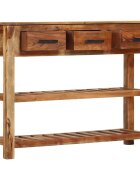 vidaXL 3 fiókos tömör fa tálalóasztal 110 x 30 x 80 cm