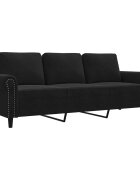 vidaXL 3 személyes fekete bársony kanapé 180 cm