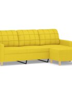 vidaXL 3 személyes világossárga szövet kanapé lábtartóval 180 cm