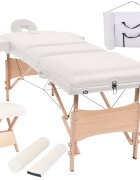 vidaXL 3 zónás fehér összecsukható 10 cm-es masszázsasztal és zsámoly