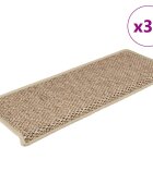 vidaXL 30 db lépcsőszőnyegek öntapadós szizál kinézetű 65x21x4 cm