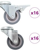 vidaXL 32 db hátfuratos önbeálló görgő 50 mm