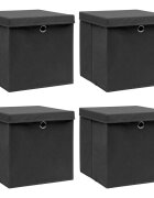 vidaXL 4 db fekete szövet tárolódoboz fedéllel 32 x 32 x 32 cm