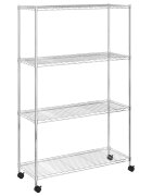 vidaXL 4 szintes króm tárolópolc kerekekkel 90 x 35 x 142 cm 200 kg