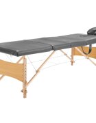 vidaXL 4 zónás antracitszürke masszázsasztal fa vázzal 186 x 68 cm