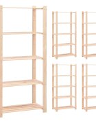 vidaXL 5 db 5-szintes tömör fenyőfa tárolópolc 250 kg 80 x 38 x 170 cm