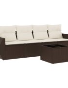 vidaXL 5 részes barna polyrattan kerti ülőgarnitúra párnával