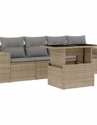 vidaXL 5 részes bézs polyrattan kerti ülőgarnitúra párnákkal