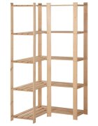 vidaXL 5 szintes tömör fenyőfa sarok-tárolóállvány 825x825x170 cm
