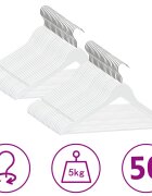 vidaXL 50 db fehér csúszásmentes keményfa ruhaakasztó