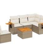 vidaXL 6 részes bézs polyrattan kerti ülőgarnitúra párnával