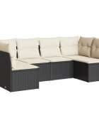 vidaXL 6 részes fekete polyrattan kerti ülőgarnitúra párnákkal