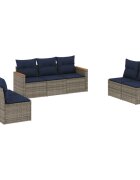 vidaXL 7 db szürke polyrattan kerti kanapégarnitúra párnákkal
