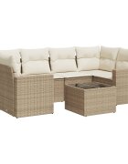 vidaXL 7 részes bézs polyrattan kerti ülőgarnitúra párnákkal