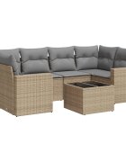 vidaXL 7 részes bézs polyrattan kerti ülőgarnitúra párnákkal