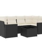 vidaXL 7 részes fekete polyrattan kerti ülőgarnitúra párnával