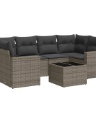 vidaXL 7 részes szürke polyrattan kerti ülőgarnitúra párnákkal