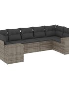 vidaXL 7 részes szürke polyrattan kerti ülőgarnitúra párnákkal