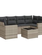 vidaXL 7 részes világosszürke polyrattan kerti ülőgarnitúra párnákkal