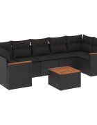 vidaXL 8 részes fekete polyrattan kerti ülőgarnitúra párnákkal