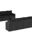 vidaXL 8 részes fekete polyrattan kerti ülőgarnitúra párnákkal