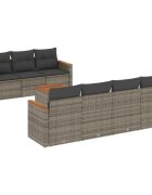 vidaXL 8 részes szürke polyrattan kerti ülőgarnitúra párnákkal
