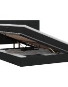 vidaXL Ágy tárolóval és matraccal tárolóval Fekete 160 x 200 cm szövet