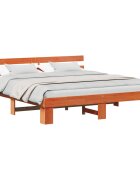 vidaXL Ágykeret fejtámlával Faggyú barna 200 x 200 cm Tömör fenyőfa